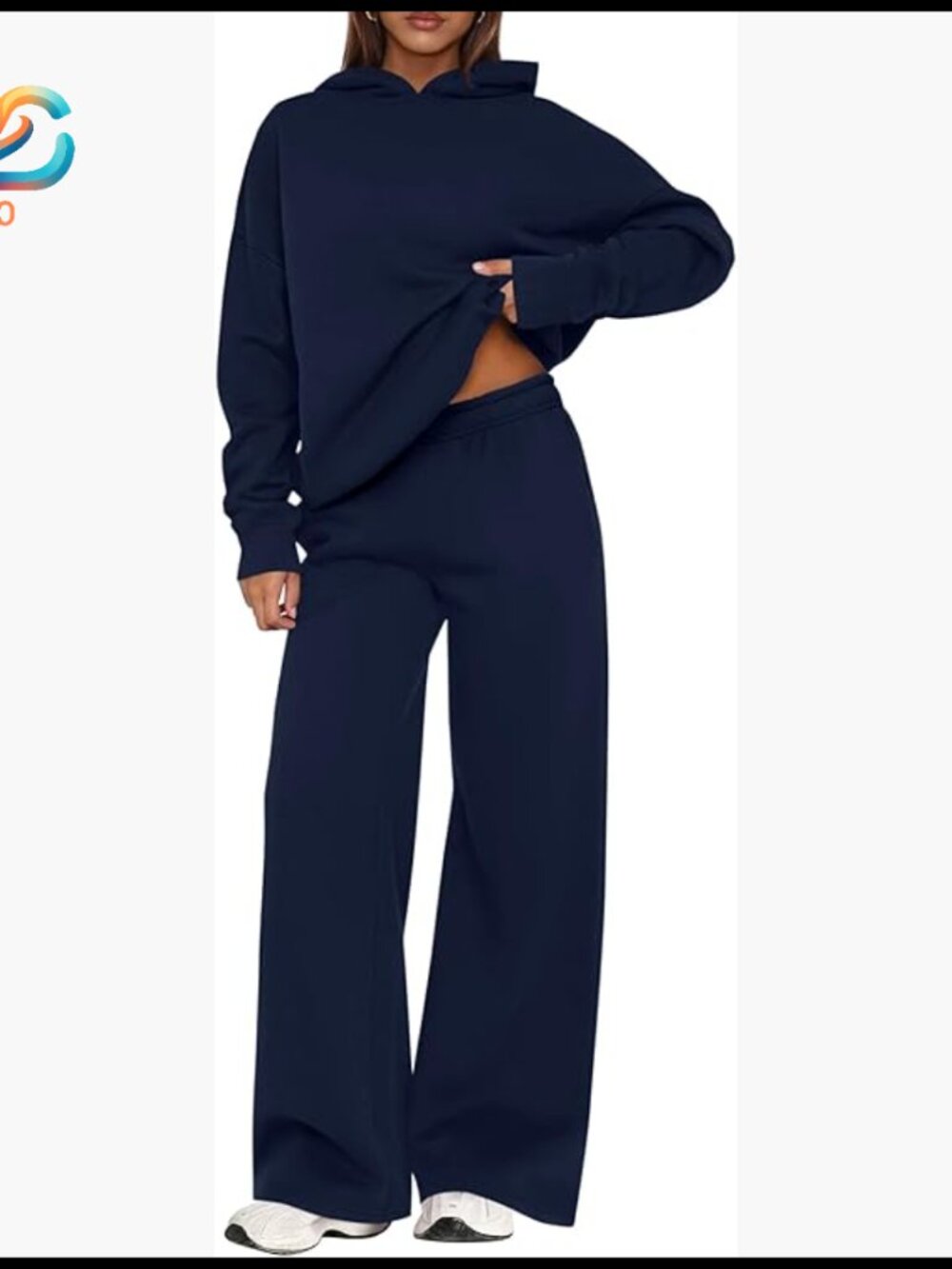 Women's 2-Piece Sweatsuit Set, Long Sleeve Hoodie, Wide Leg Sweatpants, Casual